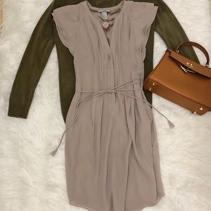 H&M Taupe Chiffon Dress with Tie Waist